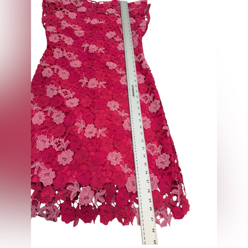 Shoshanna Rachel Floral Lace Midi Dress Magenta Rose 12 - Picture 10 of 14